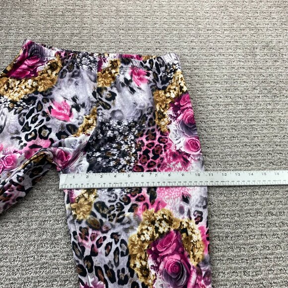 Silver Women's Floral Leggings Plus One Size Stretchable Pants - Picture 10 of 12